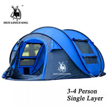 Charger l&#39;image dans la galerie, HUI LINGYANG Throw pop up tent 5-6 Person outdoor automatic tents Double Layers large family Tent waterproof camping hiking tent
