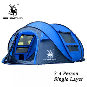 HUI LINGYANG Throw pop up tent 5-6 Person outdoor automatic tents Double Layers large family Tent waterproof camping hiking tent