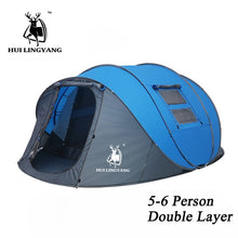 Charger l&#39;image dans la galerie, HUI LINGYANG Throw pop up tent 5-6 Person outdoor automatic tents Double Layers large family Tent waterproof camping hiking tent
