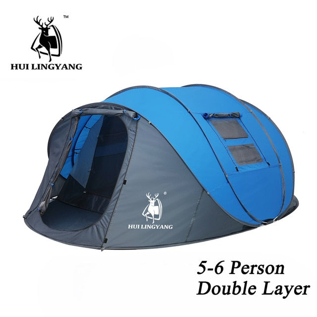 HUI LINGYANG Throw pop up tent 5-6 Person outdoor automatic tents Double Layers large family Tent waterproof camping hiking tent